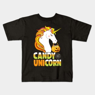 Cute Candy Corn Unicorn Shirt Halloween Girls Outfit Kids T-Shirt